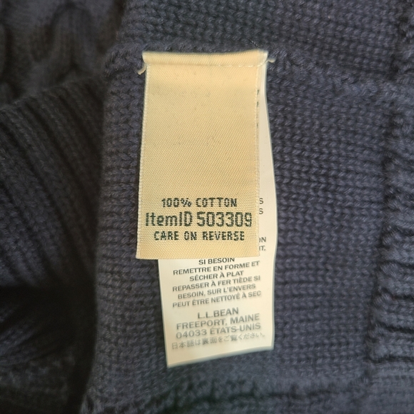L.L.Bean Double L® Mixed-Cable Sweater Size XS, Navy blue - Picture 4 of 6